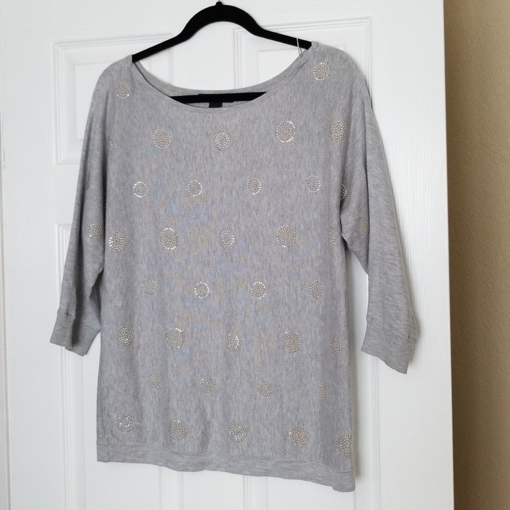 White House Black Market Metallic Circles Sweater